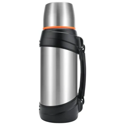 Afbeelding van Olerd 2,0 liter roestvrijstalen thermosfles met 2 bekers, dubbelwandige isolatie, voor camping, 24 uur, warm en koud, zilver