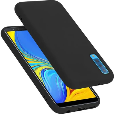 Afbeelding van Cadorabo Hoesje geschikt voor Samsung Galaxy A7 2018 in LIQUID ZWART Beschermhoes gemaakt van flexibel TPU silicone Case Cover