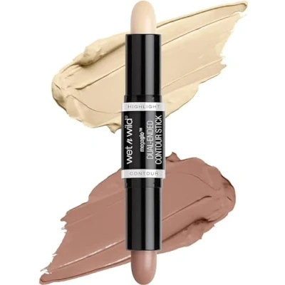 Afbeelding van Wet &#039;n&#039; Wild, MegaGlo 2 in 1 dubbelzijdige contourstick met oogschaduw en markeerstift voor contouren, eenvoudig mengen, een gedefinieerde gesneden look, helder/medium