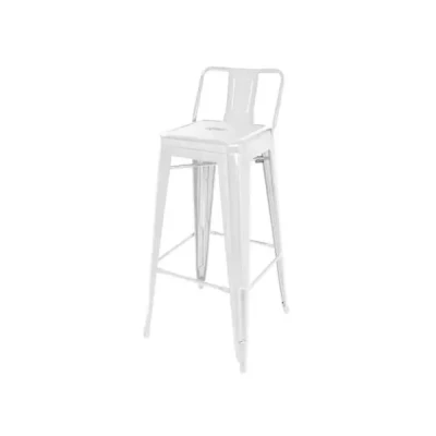 Afbeelding van Bolero Bistro Stalen Hoge Kruk met Rugleuning Wit (4 Stuks) DL890