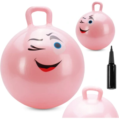 Afbeelding van sun baby Springdier met pomp vanaaf 1 jaar Rubber bal licht roze max 50kg, duurzaam rubber, gecertificeerd, bpa vrij, springpaard, springhond