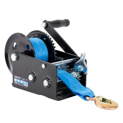 Afbeelding van Güde Riemlier GGHW 900/8 (maximale trekkracht 900 kg, riemlengte 8 m, riembreedte 5 cm, lasthaak met druppelopening, vergrendelingshendel, zwengel inclusief