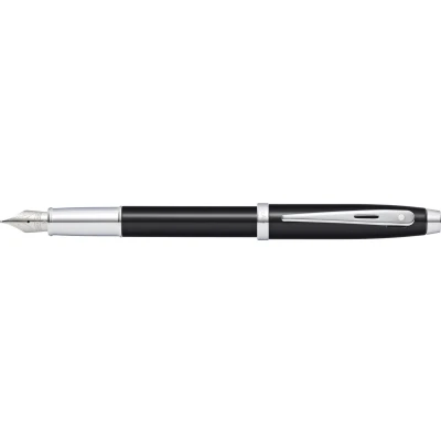 Afbeelding van Sheaffer vulpen 100 E9338 M Glossy black lacquer chrome plated SF E0933853