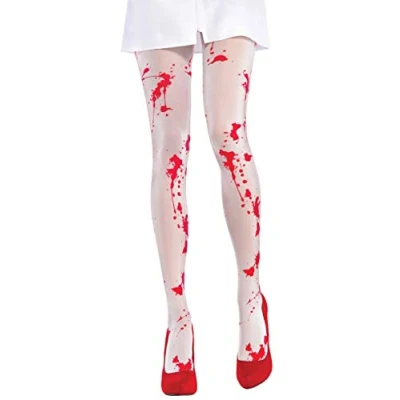 Afbeelding van Amscan 846380 55 Bige panty, kousen, sokken, volwassenen, vrouwen, bloed, verpleegster, letsel, Halloween, carnaval, themafeest