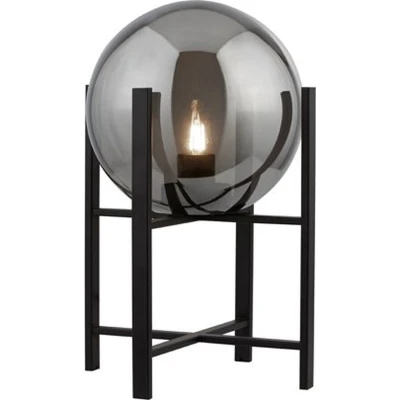 Afbeelding van Oldham Tafellamp mat zwart met smoke glas Modern Searchlight