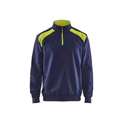 Afbeelding van Blaklader Sweatshirt bi colour met halve rits 3353 1158 Marine/High Vis Geel