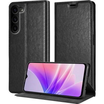 Afbeelding van Cadorabo Hoesje geschikt voor Samsung Galaxy S23 in ZWARTE NACHT Beschermhoes met magnetische sluiting, standfunctie en kaartvakje Book Case Cover Etui