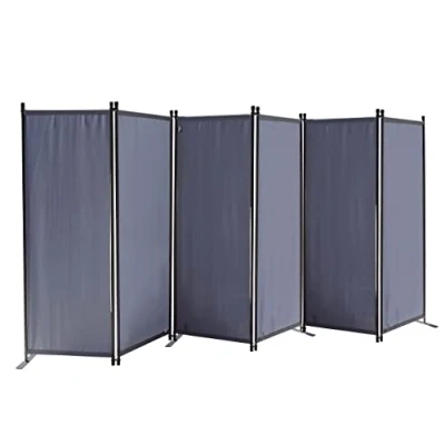 Afbeelding van QUICK STAR Paravent Set van 6 opvouwbare scheidingswanden stof, 340 x 165 cm, grijs