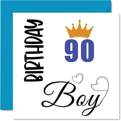 Afbeelding van Verjaardagskaart voor mannen 90e verjaardag jongens verjaardagskaarten 90 jaar, overgrootvader, schoonvader, oom, 145 mm x