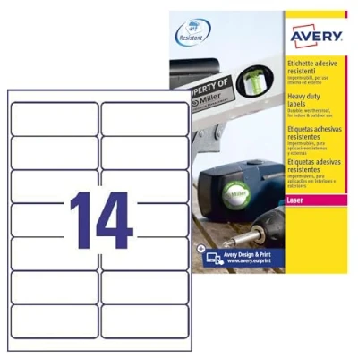 Afbeelding van Avery White Heavy Duty Labels Laser L7063