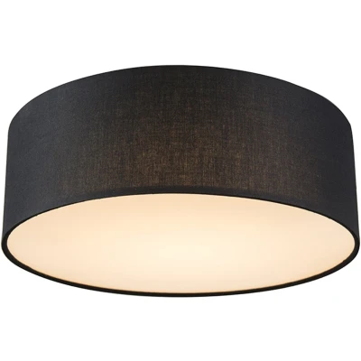Afbeelding van QAZQA Plafondlamp zwart 30 cm incl. LED Drum