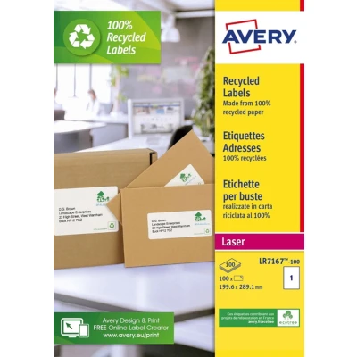 Afbeelding van Etiket Avery LR7167 100 199.6x289.1mm recycled wit 100stuks