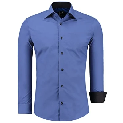 Afbeelding van J&#039;S FASHION Herenhemd slim fit lange mouwen gemakkelijk te strijken Europese maten: S tot 6XL, Medium Blauw