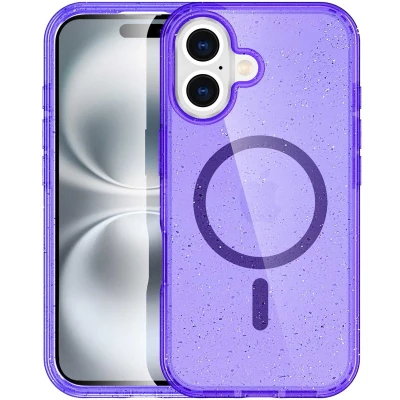 Afbeelding van imoshion Hoesje Geschikt voor iPhone 16 Sparkle Backcover MagSafe Paars