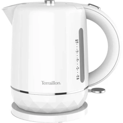 Image de Bouilloire Électrique Terraillon 15351 Diamant Blanc 1.5L 2200W Base Pivotante 360 Reliefée Effet