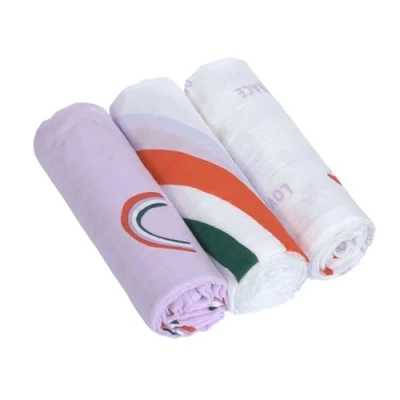Image de LÄSSIG Couverture bébé Mousseline Puck 3 pièces en coton 80 x cm/Heavenly soft Swaddle L Happy Rascals lavender
