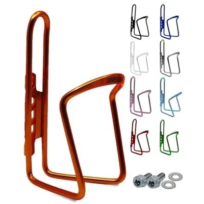 Afbeelding van Fietsflessenhouder, oranje, van aluminium, extra versterkt, voor racefiets, mountainbike, trekkingfiets, kinderfiets, universeel, met montageschroeven, flessenhouder