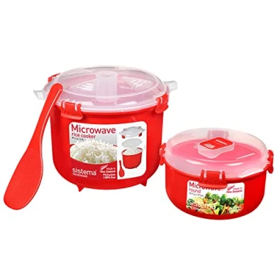 Afbeelding van Sistema magnetron, stoompan voor rijst (2,6 l) en ronde voedselcontainer (915 ml), BPA vrij