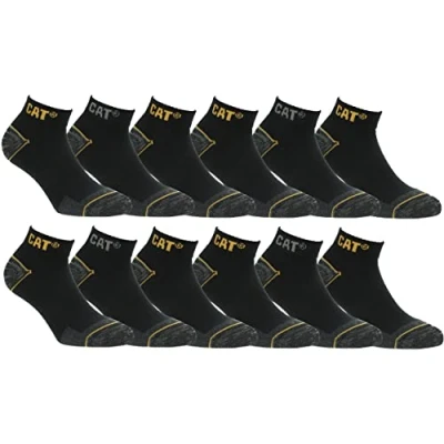 Afbeelding van Caterpillar 6/12 paar werksokken, sneakers, heren, ongevallenpreventie, versterkte hiel en teen, katoen, 12 zwart