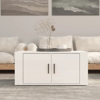 Afbeelding van Salontafel 80x50x36 cm bewerkt hout hoogglans wit