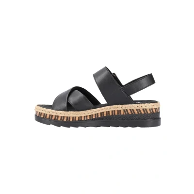 Afbeelding van Rieker Sandalen met sleehak, Dames, Maat: 37, Black Leer