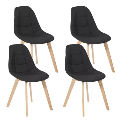 Image de Lot de 4 chaises scandinaves GABY noires en tissu pour salle à manger