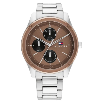 Afbeelding van Tommy Hilfiger TH1710533 Heren Horloge TYLER Mineraalglas Staal Zilverkleurig 43 mm breed Quartz Vouw/Vlindersluiting 5 ATM (douchen)