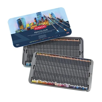 Afbeelding van Derwent Procolour Set van 72 kleurpotloden, ronde vullingen, 4 mm, gladde textuur, voor tekenen en kleuren, professionele kwaliteit (2302508)