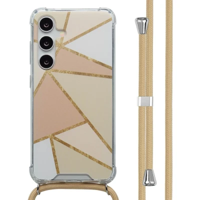 Afbeelding van imoshion Design hoesje met koord voor de Samsung Galaxy S24 Beige Graphic