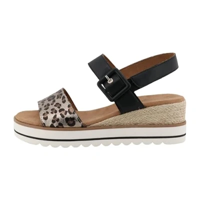 Afbeelding van TOM Tailor Sandalen met sleehak silverblack, Dames, Maat: 36, Silver black Hoogwaardig imitatieleer