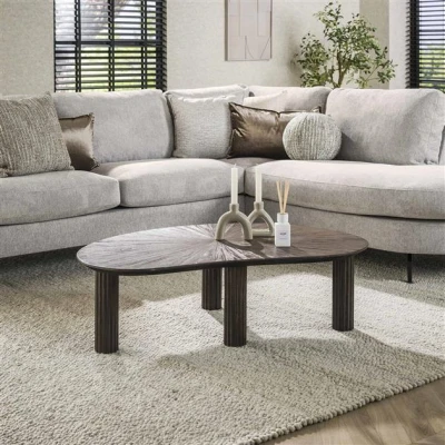 Afbeelding van Hoyz Collection Salontafel 110cm Niervormig Maya Teak Rust Brown
