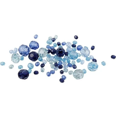 Afbeelding van Creotime Facetkralen Mix Blauw 45 G
