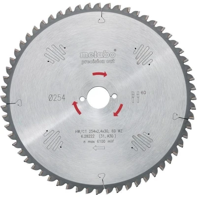 Afbeelding van Metabo 628222000 Hardmetalen cirkelzaagbladen power cut HW/CT 254x30 60 WZ