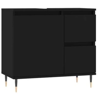 Afbeelding van Badkamerkast 65x33x60 cm bewerkt hout zwart