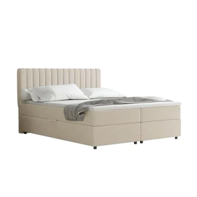 Afbeelding van EVEREST boxspring bed 140 x 200 cm tweepersoonsbed met Bonell matras en topper bedbodem beige
