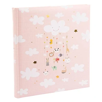 Afbeelding van goldbuch Mobile Girl babyfotoalbum met 58 blanco witte pagina&#039;s en 4 geïllustreerde pagina&#039;s, kunstdrukomslag gouden reliëf, meisjesalbum, roze fotoboek, 30 x 31 cm