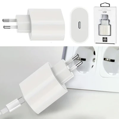 Afbeelding van USB C snellader 5V 3A 20W 220V 56 60Hz kunststof wit netadapter (1x 3A)