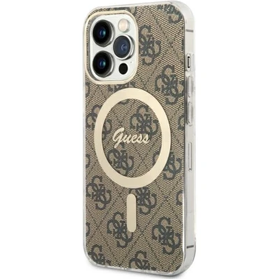 Afbeelding van Guess 4G Back Case (MagSafe Compatible) Geschikt voor Apple iPhone 13 Pro (6.1&quot;) Bruin