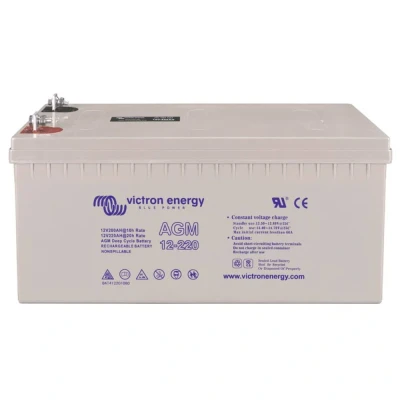 Afbeelding van Victron Energy AGM 12V 220Ah Deep Cycle Batterie Solar accu 12 V 220 Ah Loodvlies (AGM) (b x h d) 52.2 23.8 24 cm Cyclusbestendig