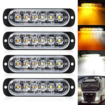 Afbeelding van Defvnsy Set van 4 6 leds, stroboscoop, auto, waarschuwingslicht, bar, noodvoertuig, led, vrachtwagen, baken, waarschuwingslamp, wit, oranje, verkeerslicht, 12 V 24 DC