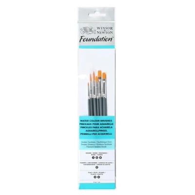 Image de Winsor &amp; Newton Foundation Pinceaux Aquarelle Synthétique Doré X6 2/3/5/3/5/6