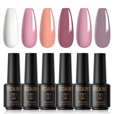 Afbeelding van ROSALIND UV nagellak, 6 stuks, 7 ml, wit, roze, oranje, rood, paars, manicureset, cadeau voor vrouwen