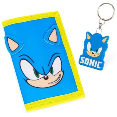 Afbeelding van Sonic The Hedgehog Kinderportemonnee set van portemonnee en sleutelhanger cadeau idee voor kinderen tieners, Blauw, Modern
