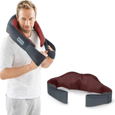 Afbeelding van Beurer MG 151 3D Shiatsu Massagekussen Massageband 8 massagekoppen 3 Intensiteitsniveaus Nek/rug/schouders Licht en Verwarming Lederlook Jaar garantie