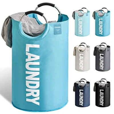 Afbeelding van YOUDENOVA 82 liter opvouwbare wasmand Grote van stof voor slaapkamer Blauw