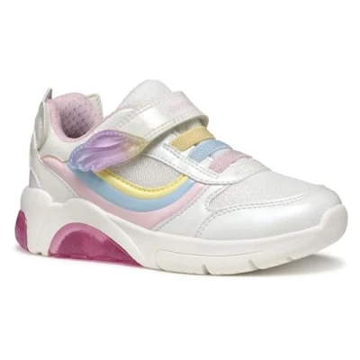 Afbeelding van Geox Light UP J Fadinlight GIRL Sneakers laag voor kinderen, Maat: 24, White/multicolor Imitatieleer/ textiel