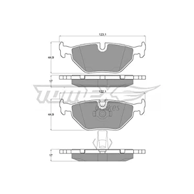 Afbeelding van TOMEX brakes TX 13 21 Remblokkenset Achteras Geschikt voor slijtage waarschuwingscontact BMW: 5 Saloon, Touring