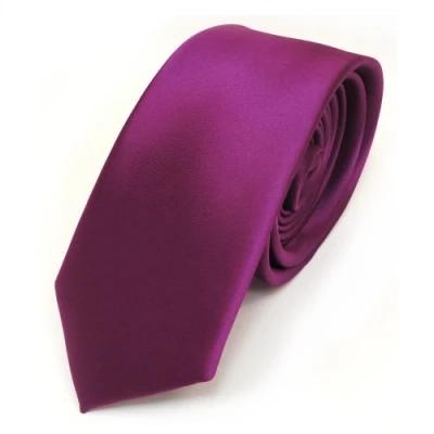 Afbeelding van TigerTie Herenstropdas: 6 cm dunne satijnen stropdas in effen design, ideaal voor zakelijke afspraken, feestelijke gelegenheden en vrije tijd, paars, magenta, fuchsia
