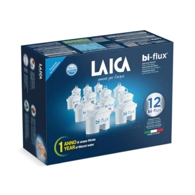 Image de Laica bi flux pack de 12 cartouches filtrantes en plastique blanc 10 cm x 9,6 5,3