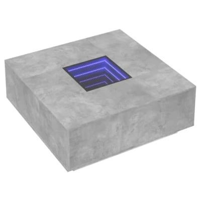Image de vidaXL Table basse avec LED infini gris béton 100x100x40 cm3284045